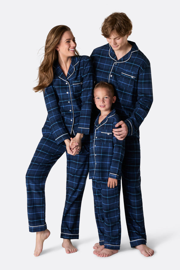 Flanell Blå Julepysj Familie