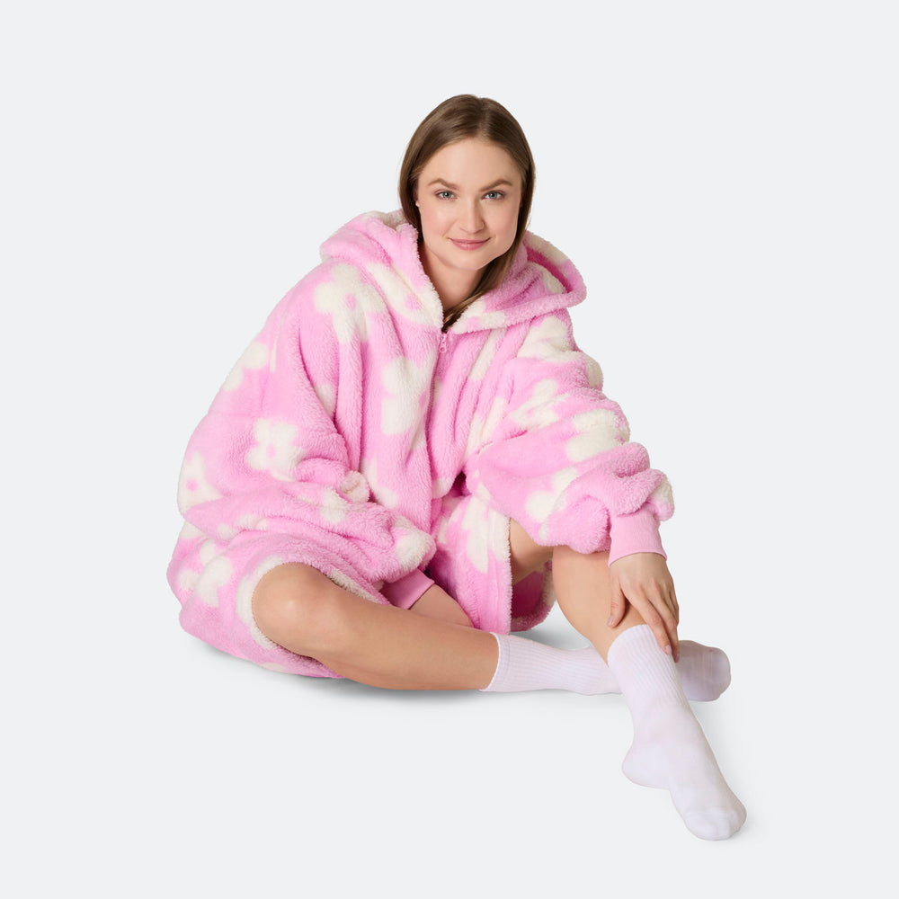 Blomster Rosa Teddy HappyHoodie