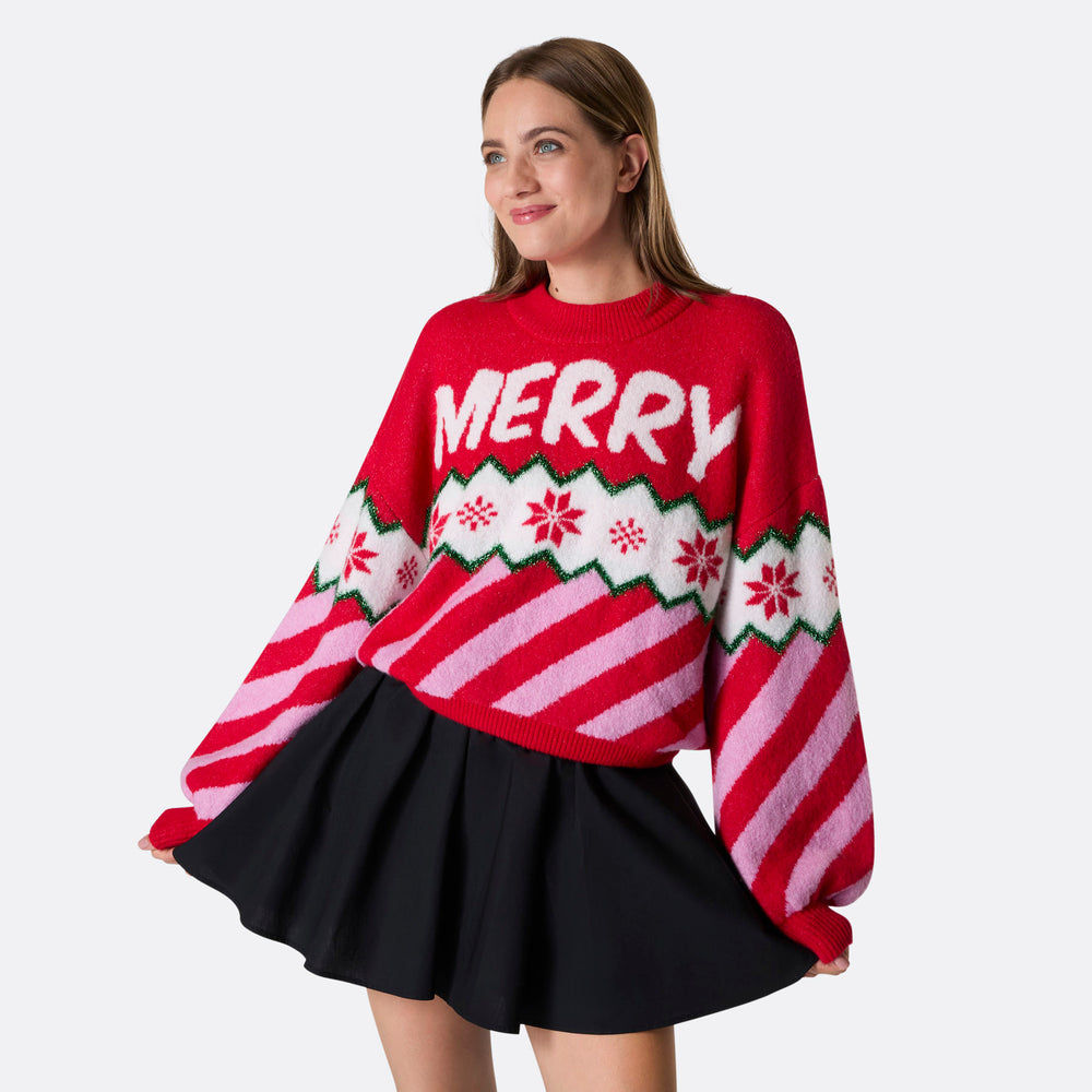 Merry Xmas Oversized Julegenser Dame