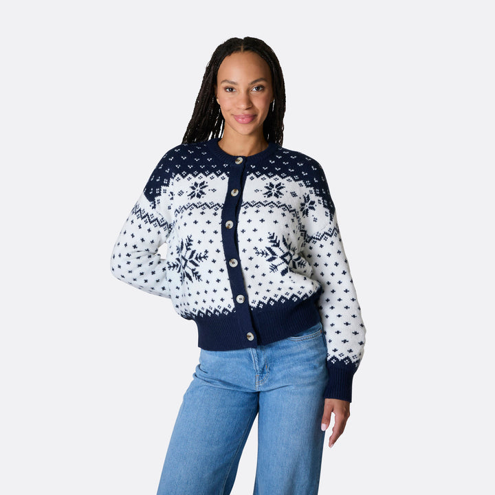 Blå Julecardigan Dame
