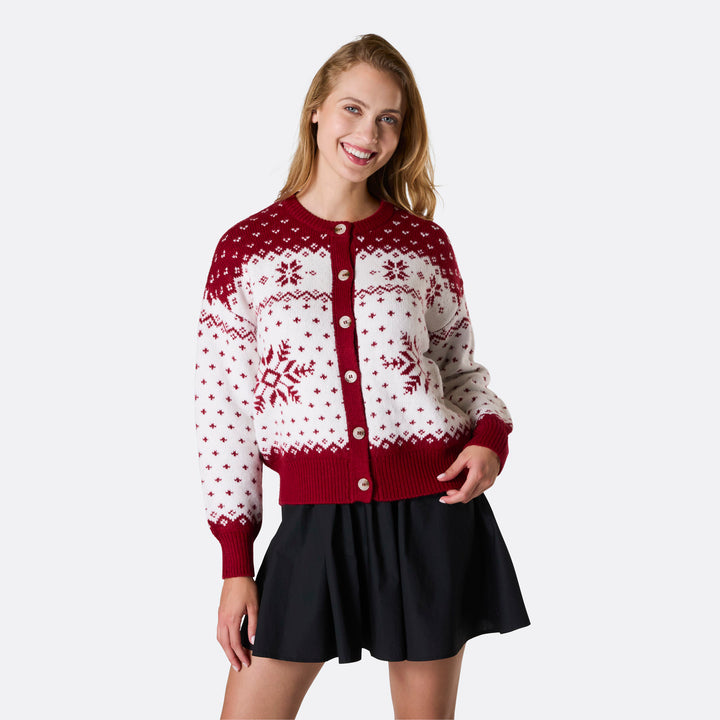 Rød Julecardigan Dame