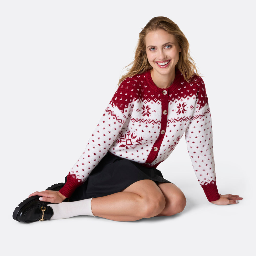 Rød Julecardigan Dame
