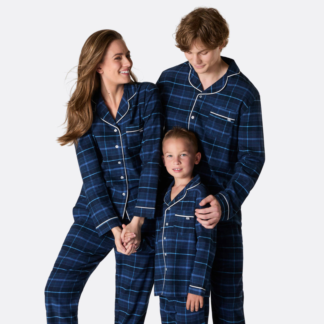 Flanell Blå Julepysj Familie