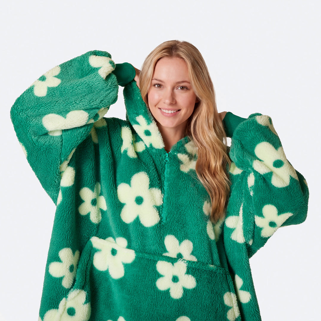 Blomster Grønn Teddy HappyHoodie