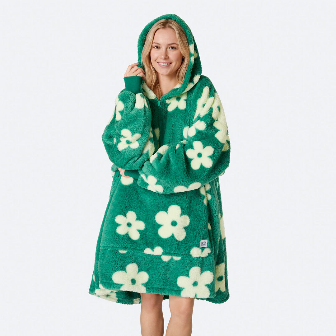 Blomster Grønn Teddy HappyHoodie