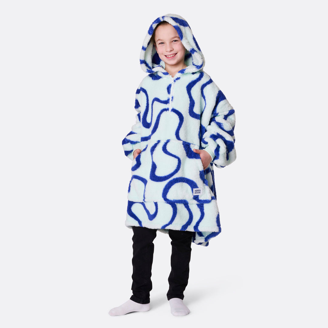 Blå Wavy Teddy HappyHoodie Barn