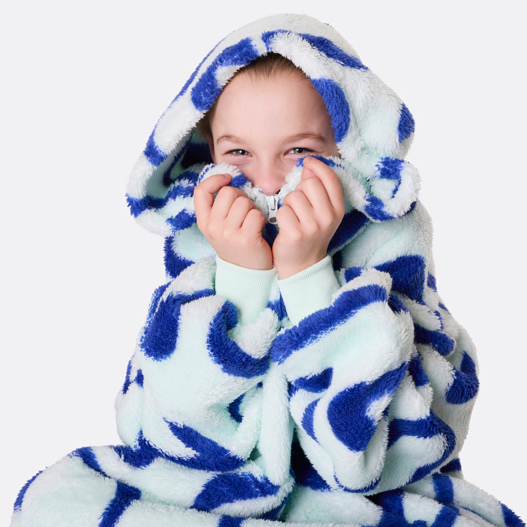 Blå Wavy Teddy HappyHoodie Barn