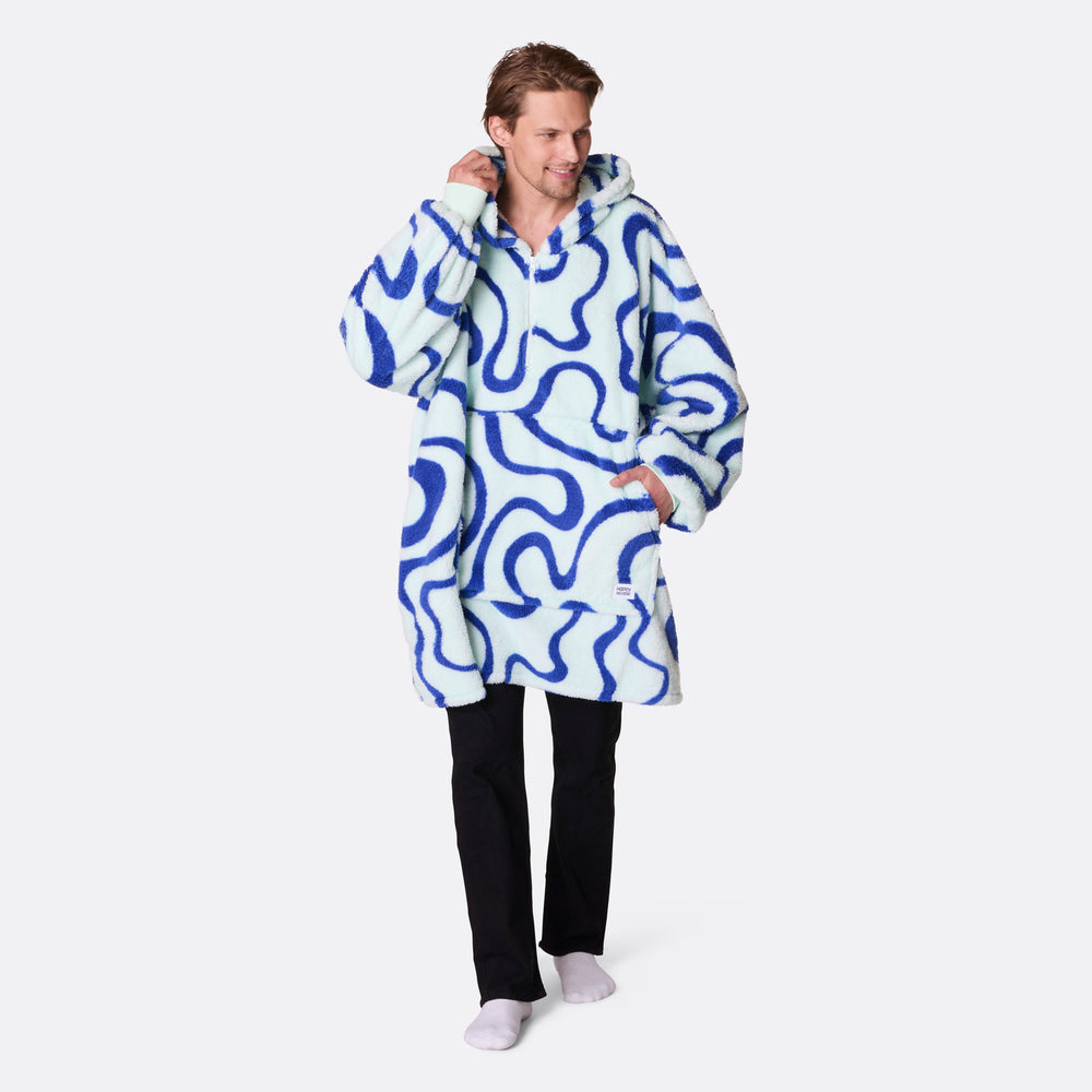 Blå Wavy Teddy HappyHoodie