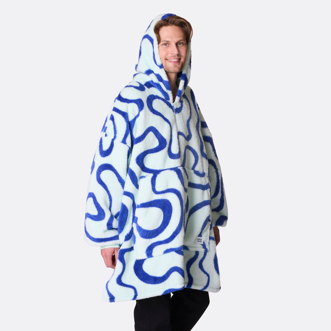 Blå Wavy Teddy HappyHoodie