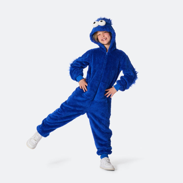 Blått Monster Onesie Barn