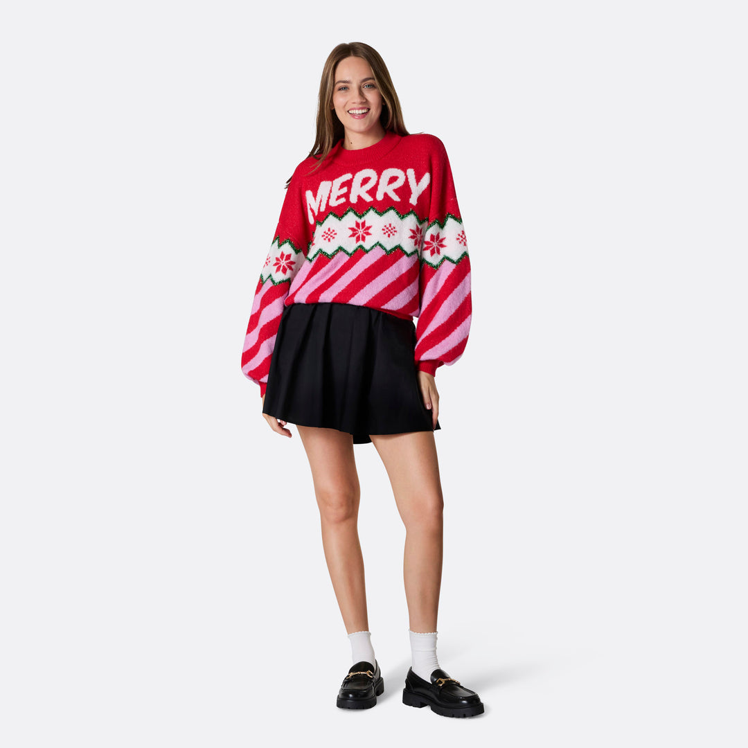 Merry Xmas Oversized Julegenser Dame