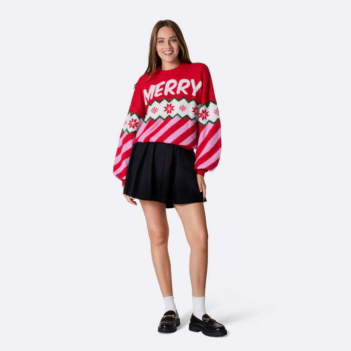 Merry Xmas Oversized Julegenser Dame
