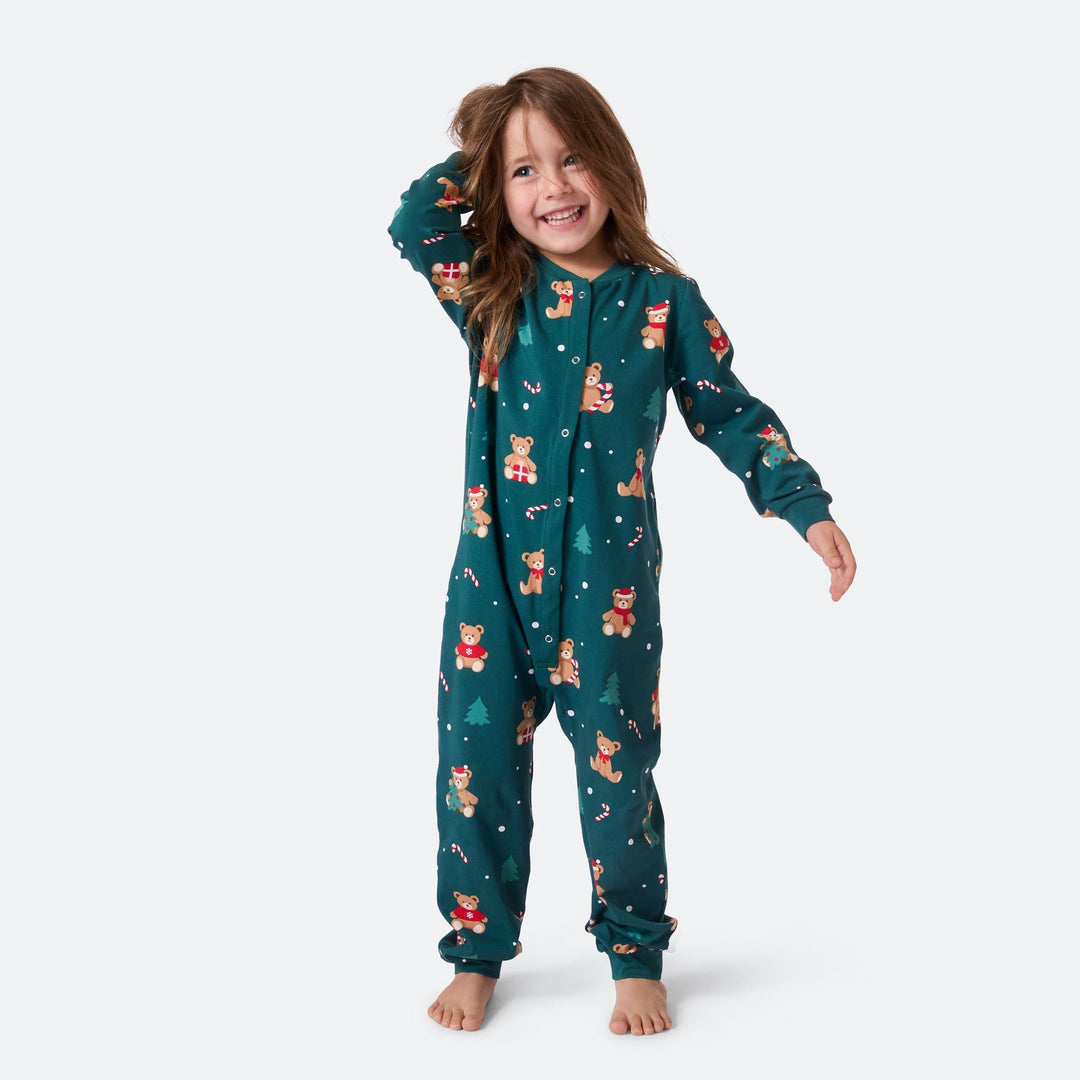 Teddybjørn Grønn Overall Julepysj Barn