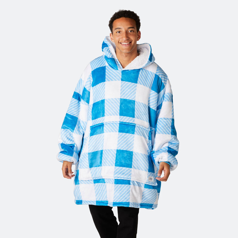 Ruter Blå HappyHoodie