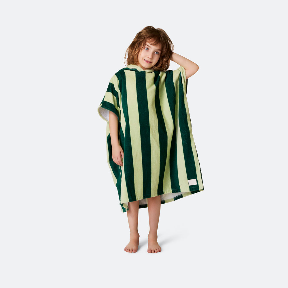 Stripete Grønn Badeponcho Barn