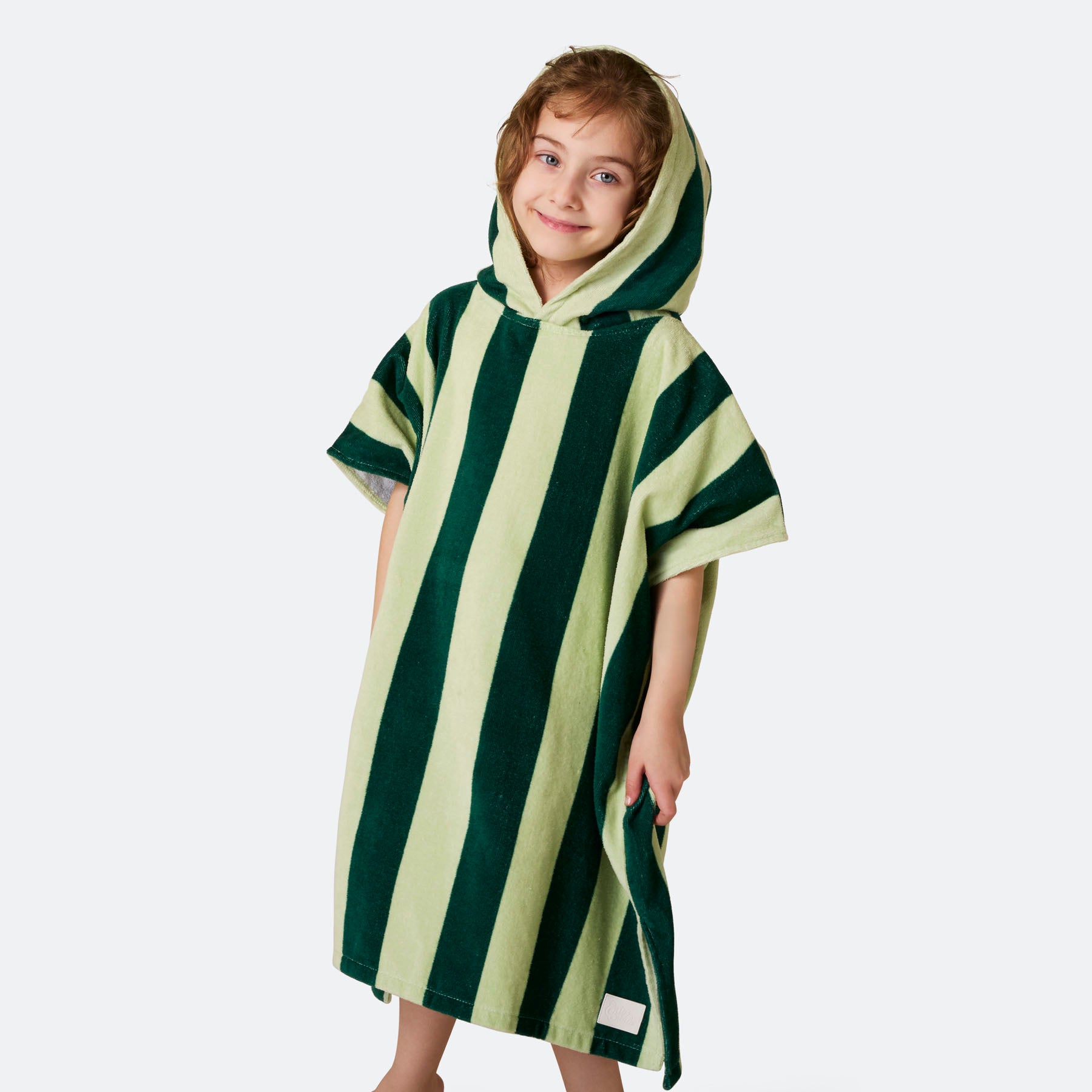 Stripete Grønn Badeponcho Barn