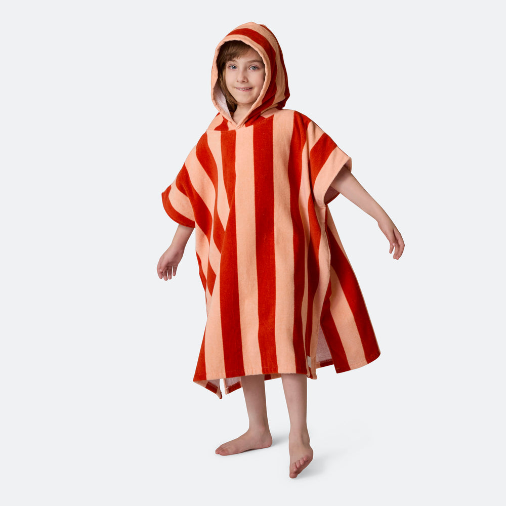 Stripete Rød Badeponcho Barn
