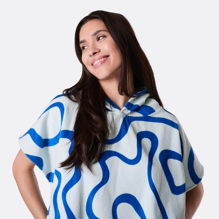 Blå Wavy Badeponcho
