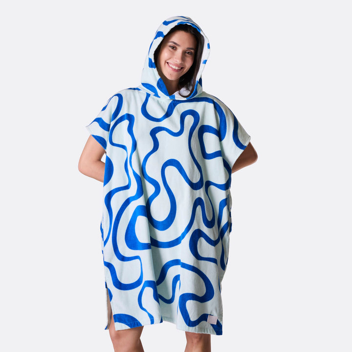 Blå Wavy Badeponcho