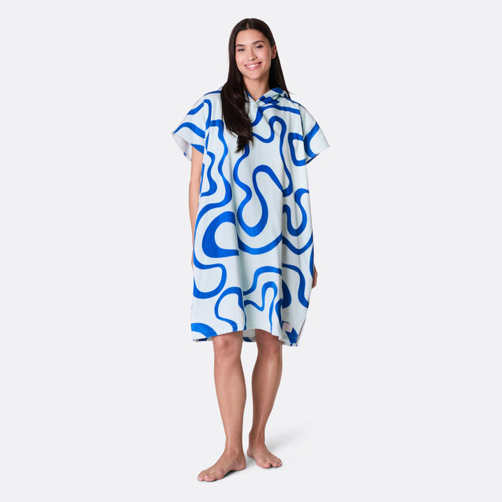 Blå Wavy Badeponcho