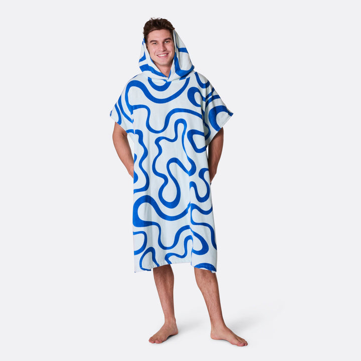 Blå Wavy Badeponcho