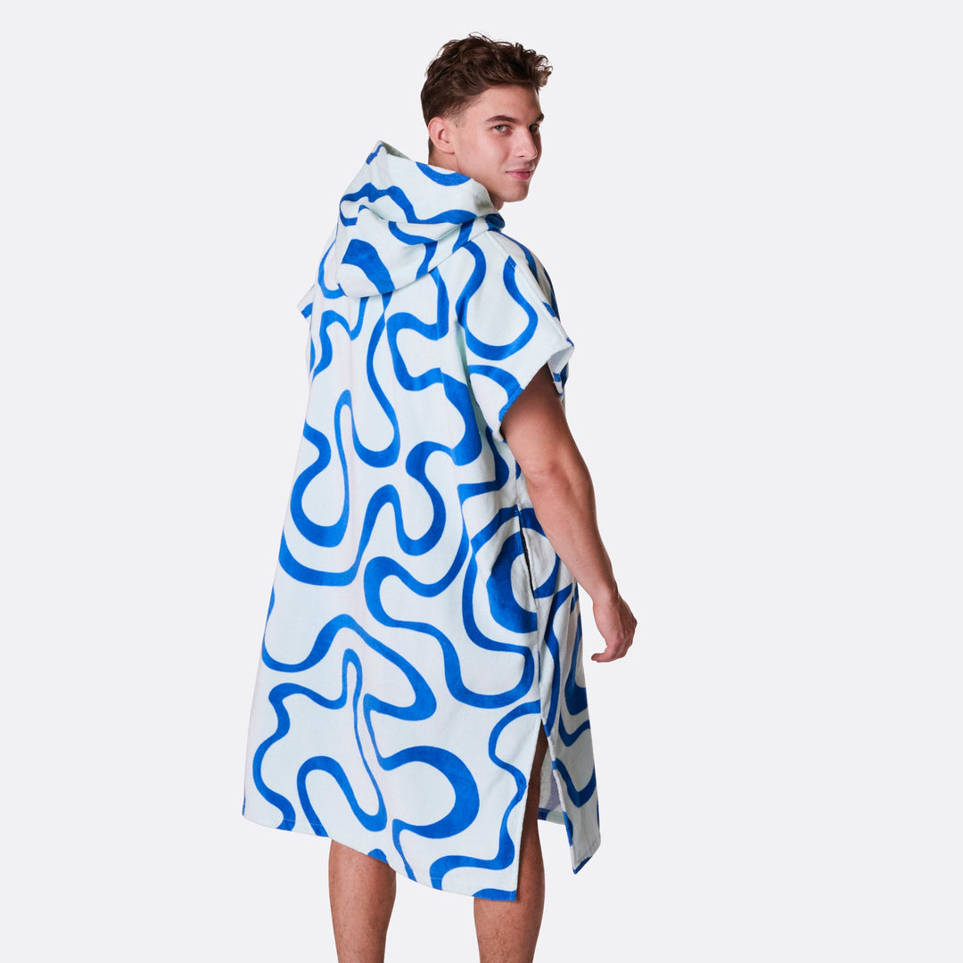 Blå Wavy Badeponcho
