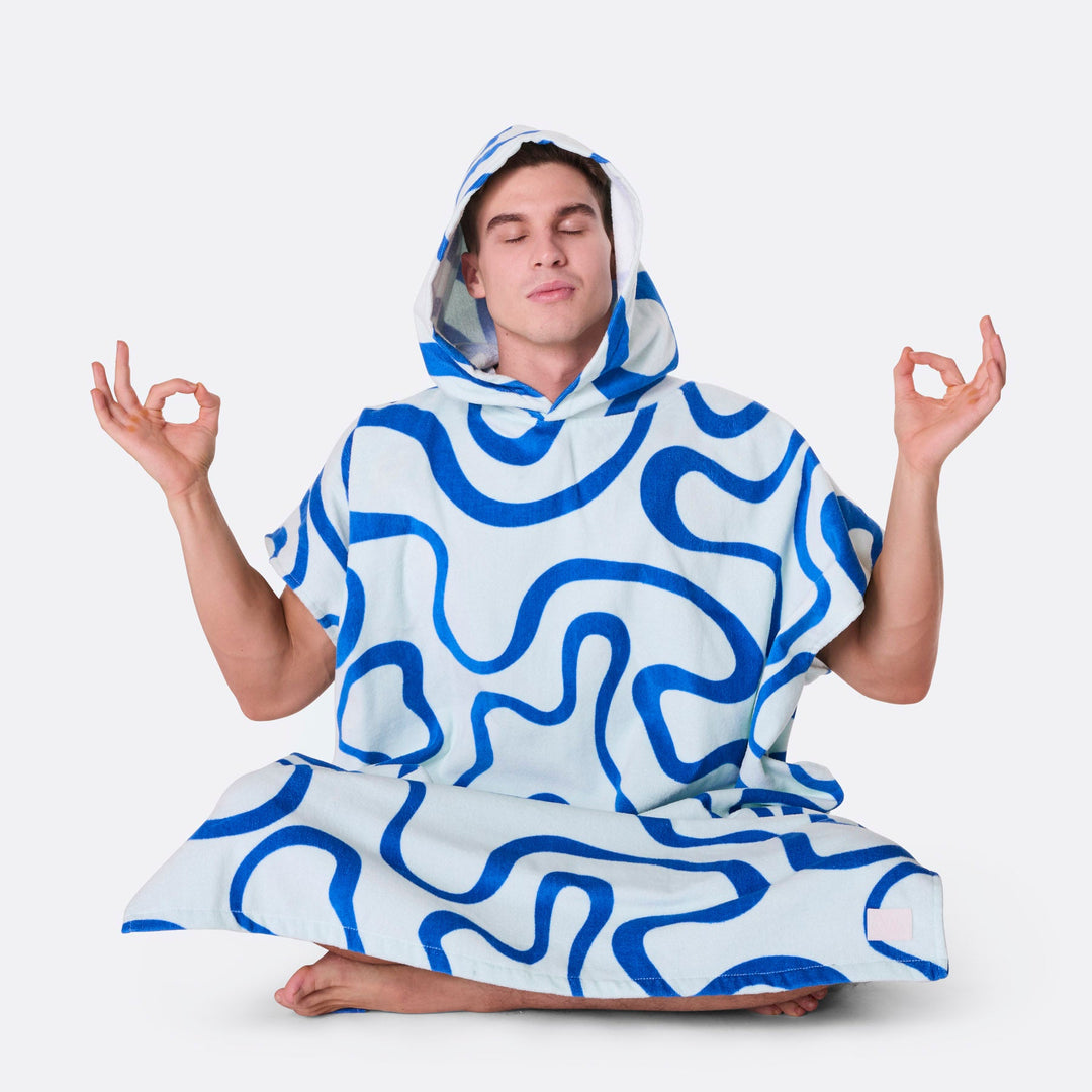 Blå Wavy Badeponcho