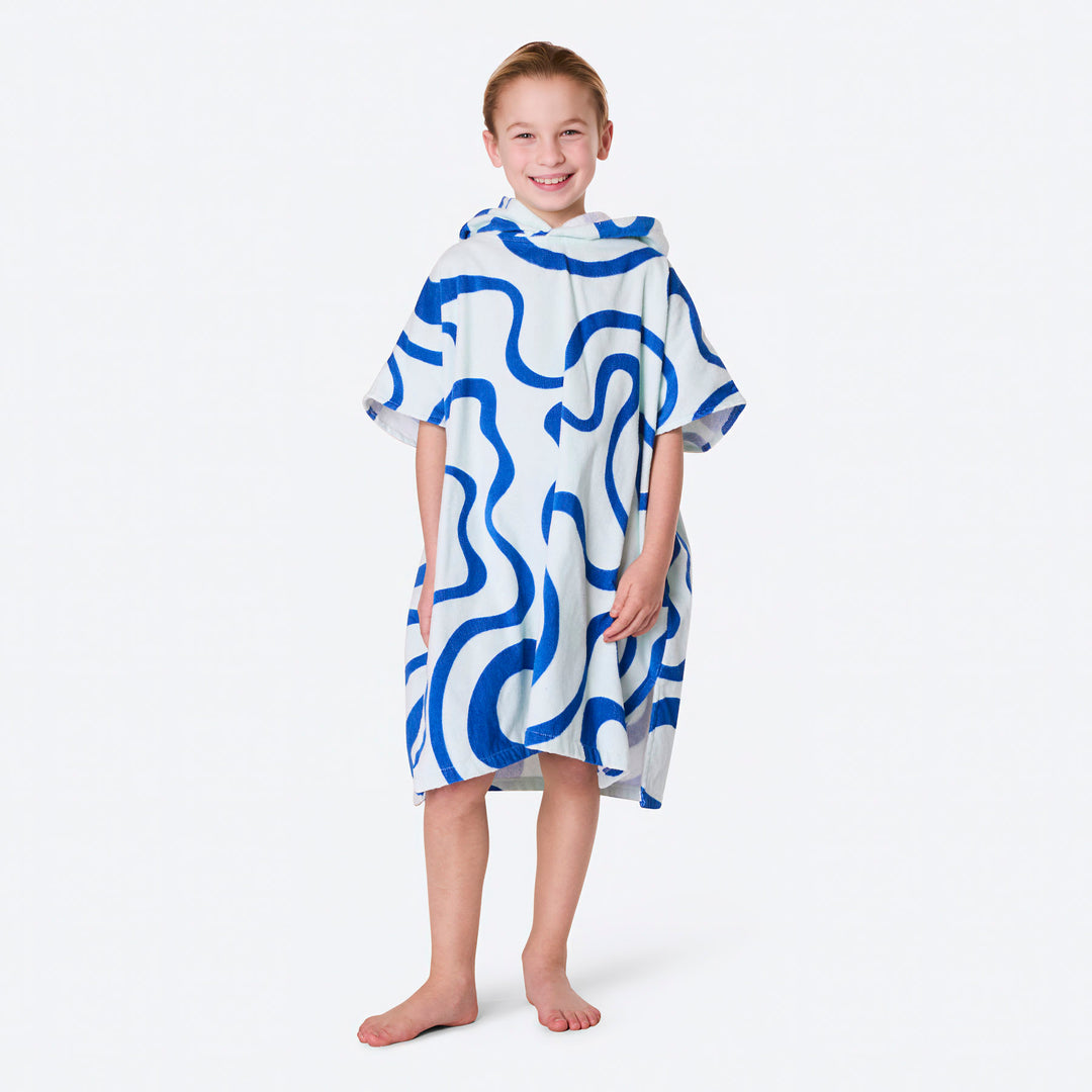Blå Wavy Badeponcho Barn