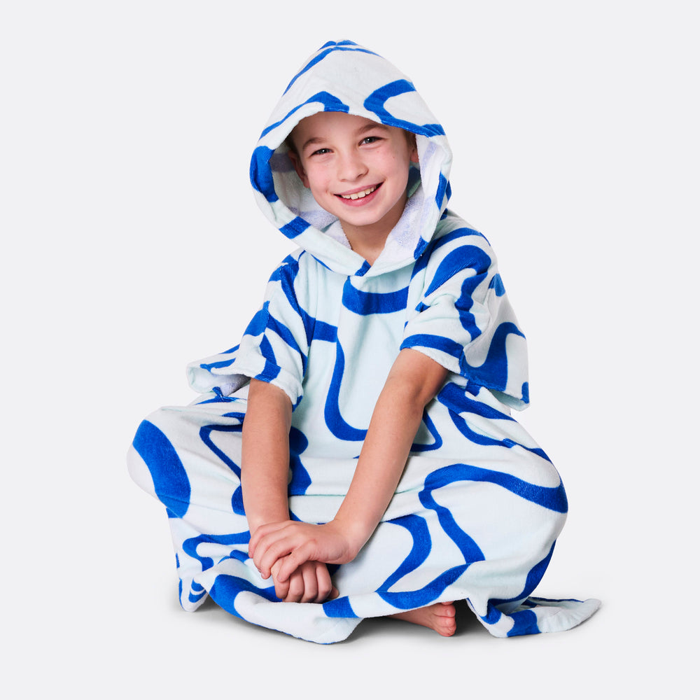 Blå Wavy Badeponcho Barn
