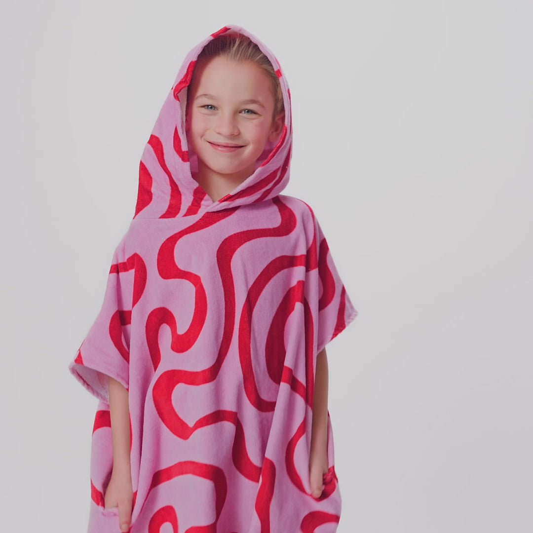 Rosa Wavy Badeponcho Barn