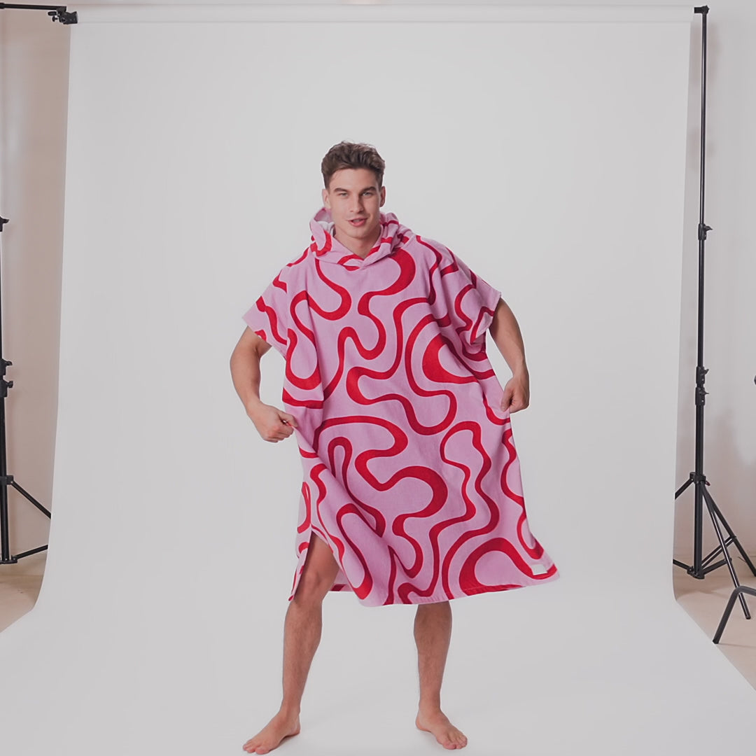 Rosa Wavy Badeponcho