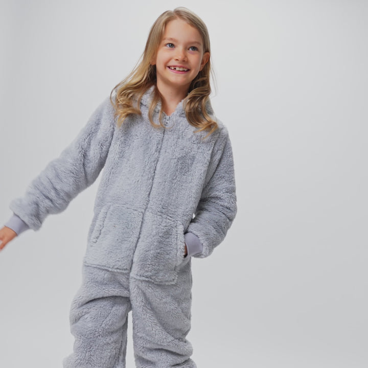 Grå Teddy Onesie Barn