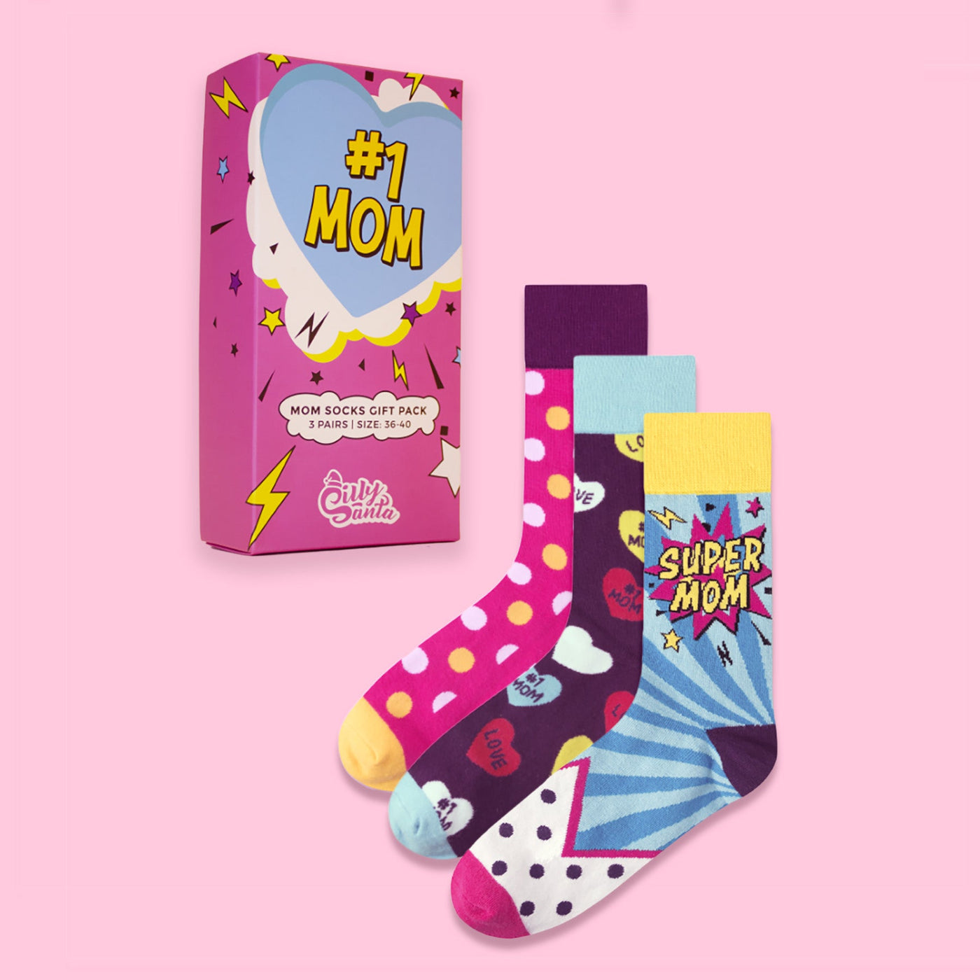 #1 Mom-sokker Gaveeske (3-pack)