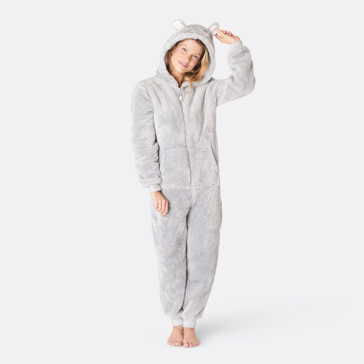 Grå Teddy Onesie Dame