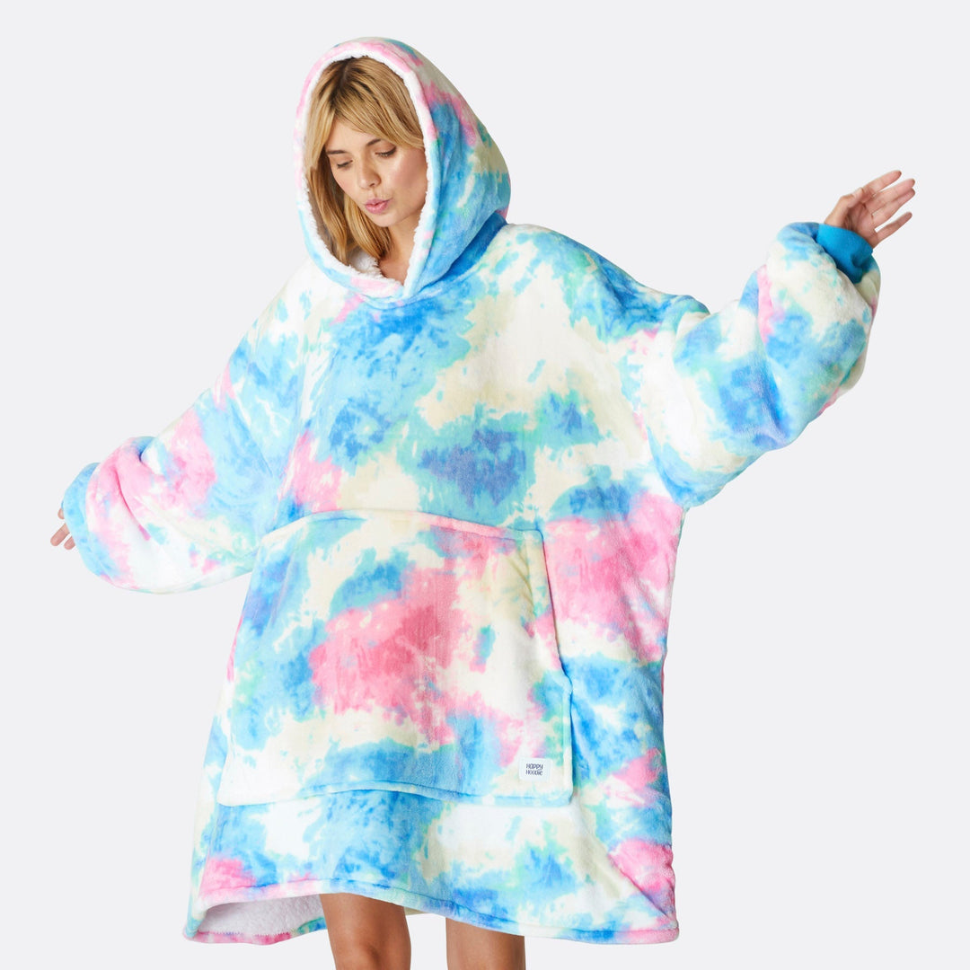 Tie Dye Blå HappyHoodie